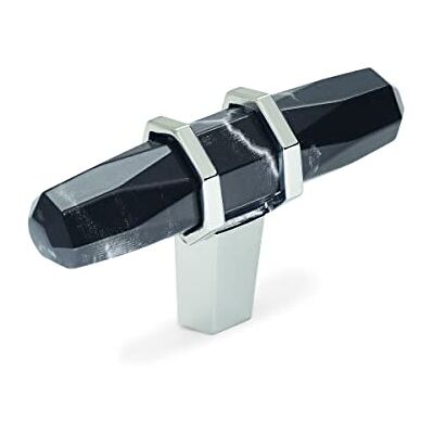 Amerock BP36647MBKPN Carrione Cabinet Knob, 2-1/2 in (64 mm) Length, Marble Black/Polished Nickel Amerock BP36647MBKPN Carrione Cabinet Knob, 2-1/2 in (64 mm) Length, Marble Black/Polished Nickel