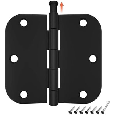 HOSOM 30 Pack Rounded Door Hinges 3.5 x 3.5 inch, 5/8 Radius, Matte Black HOSOM 30 Pack Rounded Door Hinges 3.5 x 3.5 inch, 5/8 Radius, Matte Black