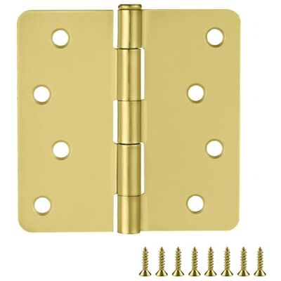 Design House 181529 8-Hole 4" x 4", 1/4, 10-Pack, Satin Brass, 4-inch 1/4-inch Radius Door Hinge Design House 181529 8-Hole 4" x 4", 1/4, 10-Pack, Satin Brass, 4-inch 1/4-inch Radius Door Hinge