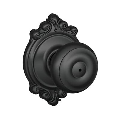 SCHLAGE F40 GEO 622 BRK Brookshire Collection Georgian Privacy Knob, Matte Black SCHLAGE F40 GEO 622 BRK Brookshire Collection Georgian Privacy Knob, Matte Black