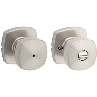 Kwikset Arroyo Knob Interior Privacy Door Knob with Lock, Door Handle for Bathroom and Bedroom, Satin Nickel Keyless Turn Lock Doorknob, with Microban Protection Kwikset Arroyo Knob Interior Privacy Door Knob with Lock, Door Handle for Bathroom and Bedroom, Satin Nickel Keyless Turn Lock Doorknob, with Microban Protection