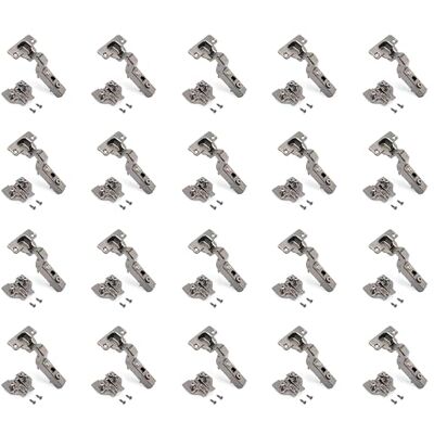 Emuca Kit of 20 Inset Overlay Hinge X91 with Soft Close and Plate with Euro Screw, 105º Opening, Titanium, Steel Emuca Kit of 20 Inset Overlay Hinge X91 with Soft Close and Plate with Euro Screw, 105º Opening, Titanium, Steel