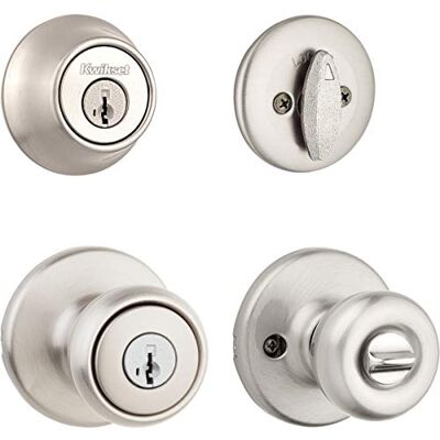 Kwikset 690 Tylo Entry Knob and Single Cylinder Deadbolt Combo Pack Featuring SmartKey in Polished Brass Kwikset 690 Tylo Entry Knob and Single Cylinder Deadbolt Combo Pack Featuring SmartKey in Polished Brass