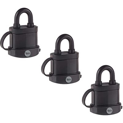 Yale Y222B/35/122/3 High Security 35mm Trailer Padlock, Pack of 3, keyed Alike Open Hardened Steel Shackle 3 Keys Yale Y222B/35/122/3 High Security 35mm Trailer Padlock, Pack of 3, keyed Alike Open Hardened Steel Shackle 3 Keys