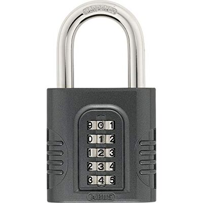 ABUS Combination Lock 158/65 Padlock with Cast Zinc Casing with Individually Adjustable Combination Code Security Level 8 Dark Grey ABUS Combination Lock 158/65 Padlock with Cast Zinc Casing with Individually Adjustable Combination Code Security Level 8 Dark Grey