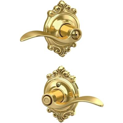 SCHLAGE F40 Acc 605 BRK Brookshire Collection Accent Privacy Lever, Bright Brass SCHLAGE F40 Acc 605 BRK Brookshire Collection Accent Privacy Lever, Bright Brass