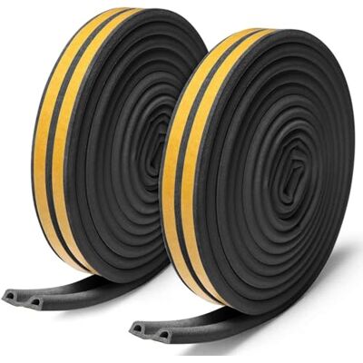 Tebrun 2X Window Draught Excluder Tape, Self-Adhesive Strip Type D, Draft Excluder for Window Insulation, Door Weather Strip, 9mm X 6mm X 2.5 Meters, 4 Seals Total 10M (Black) Tebrun 2X Window Draught Excluder Tape, Self-Adhesive Strip Type D, Draft Excluder for Window Insulation, Door Weather Strip, 9mm X 6mm X 2.5 Meters, 4 Seals Total 10M (Black)