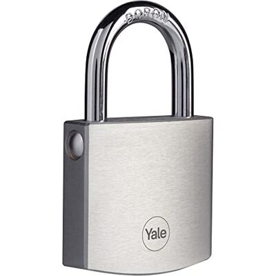 Yale Y120DB/50/127/1 High Security 50mm Brass Padlock with Chrome Finish Boron Open Shackle 3 Dimple Keys Yale Y120DB/50/127/1 High Security 50mm Brass Padlock with Chrome Finish Boron Open Shackle 3 Dimple Keys