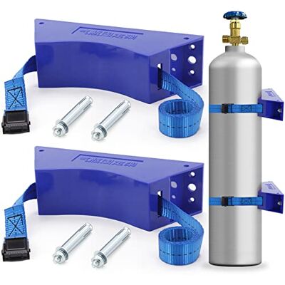 TECWAP 2PCS Propane Tank Holder Cylinder Wall Mounted Bracket Gas Cylinder Bracket Durable ABS Gas Cylinder with Screws and Safety Chain Supported 4''-12'', for Cylinder Pack of 2 (Blue) (XZ007) TECWAP 2PCS Propane Tank Holder Cylinder Wall Mounted Bracket Gas Cylinder Bracket Durable ABS Gas Cylinder with Screws and Safety Chain Supported 4''-12'', for Cylinder Pack of 2 (Blue) (XZ007)