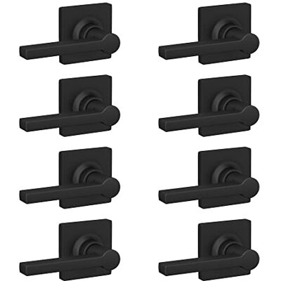 Lock Scout Straight Lever with Square Trim Hall and Closet Door Handle, Matte Black Finish, 8 Pack Lock Scout Straight Lever with Square Trim Hall and Closet Door Handle, Matte Black Finish, 8 Pack