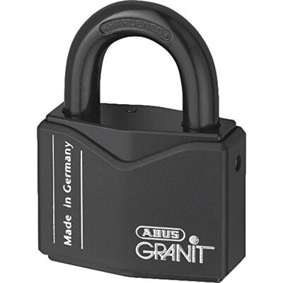 ABUS Granit Padlock 37RK/55 for Outdoor use Made of Hardened Special Steel with -Plus disc Cylinder Security Level 10 incl. 2 Keys Black ABUS Granit Padlock 37RK/55 for Outdoor use Made of Hardened Special Steel with -Plus disc Cylinder Security Level 10 incl. 2 Keys Black