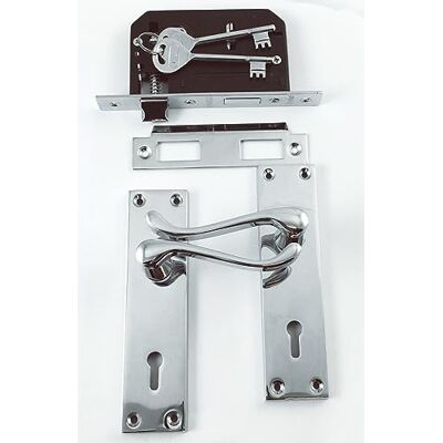ROYALE Door Handle, Victorian Style, Metal, Polished Chrome Finish, 150 x 50 mm, 2.5 inch 3 Lever Sash Lock, Ideal for Bedroom Doors ROYALE Door Handle, Victorian Style, Metal, Polished Chrome Finish, 150 x 50 mm, 2.5 inch 3 Lever Sash Lock, Ideal for Bedroom Doors
