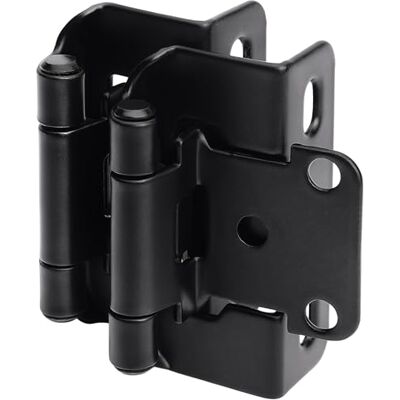 DecoBasics Kenon 1/2" Overlay 3/4" Frame Partial Semi Wrap Self-Closing Hinges, in Matted Black Finish.(25 Pair Pack) DecoBasics Kenon 1/2" Overlay 3/4" Frame Partial Semi Wrap Self-Closing Hinges, in Matted Black Finish.(25 Pair Pack)