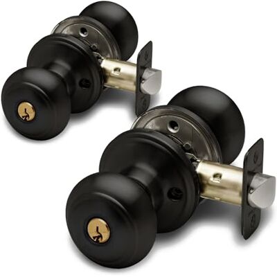 Copper Creek CK2040BC-2 Colonial Knob Keyed Entry Function Door Knob, 2 Pack, Black Copper Creek CK2040BC-2 Colonial Knob Keyed Entry Function Door Knob, 2 Pack, Black