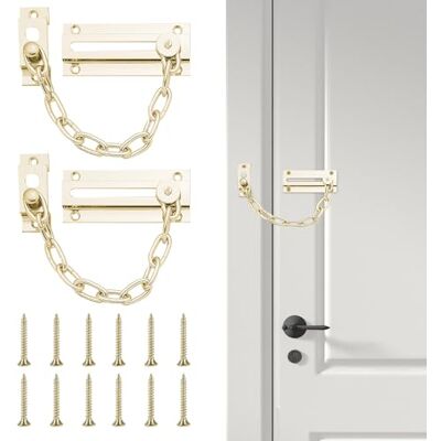 SOL 2pk Brass Door Chain Kit Heavy Duty Front Door Restrictor, uPVC For home security and controlled entry, easy install, fits most doors including uPVC SOL 2pk Brass Door Chain Kit Heavy Duty Front Door Restrictor, uPVC For home security and controlled entry, easy install, fits most doors including uPVC