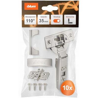 BLUM - clip top otion - Hinges - 110° - Eccentric mounting plates - Soft-close technology - Easy clip mechanism - Continuous front adjustment BLUM - clip top otion - Hinges - 110° - Eccentric mounting plates - Soft-close technology - Easy clip mechanism - Continuous front adjustment
