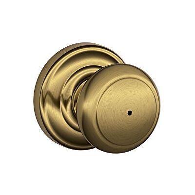 SCHLAGE Andover Privacy Knob, Andover Rose, Antique Brass SCHLAGE Andover Privacy Knob, Andover Rose, Antique Brass