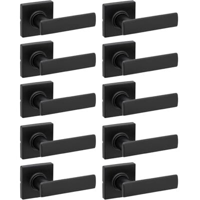 Kwikset Breton Square Hall/Closet Lever Featuring Microban in Matte Black (10-Pack) Kwikset Breton Square Hall/Closet Lever Featuring Microban in Matte Black (10-Pack)