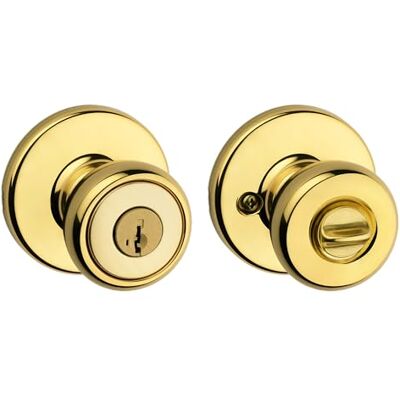 Kwikset 94002-868 Tylo Keyed Entry Knob with Smartkey Security in Polished Brass Kwikset 94002-868 Tylo Keyed Entry Knob with Smartkey Security in Polished Brass