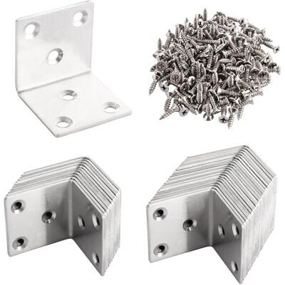 ASelected 25 Pieces Angle Connector 40 × 40 × 40 MM Angle Metal Stainless Steel Angle L Angle Metal Angle with Screw for Wood Furniture Wall Table Chair ASelected 25 Pieces Angle Connector 40 × 40 × 40 MM Angle Metal Stainless Steel Angle L Angle Metal Angle with Screw for Wood Furniture Wall Table Chair