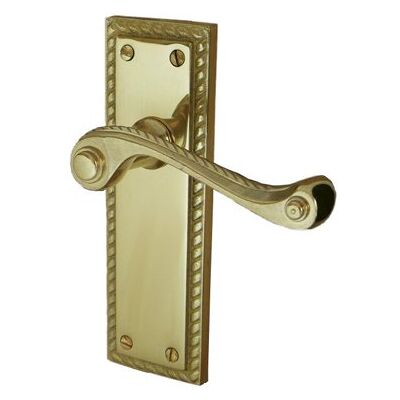 Frelan Hardware Frelan JG1APB Georgian Rope Edge Scroll Polished Brass Lever Door Handles, Gold Frelan Hardware Frelan JG1APB Georgian Rope Edge Scroll Polished Brass Lever Door Handles, Gold