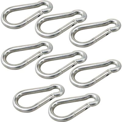 vasalat Carabiner Set 6 x 60 mm Medium DIN5299C Fire Brigade Carabiner Load Capacity up to 120 kg, Galvanised Steel Pack of 8 vasalat Carabiner Set 6 x 60 mm Medium DIN5299C Fire Brigade Carabiner Load Capacity up to 120 kg, Galvanised Steel Pack of 8