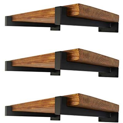 EZYDECOR 6 Pcs Floating Shelf Brackets 8 Inch Heavy Duty Wall Mounted Industrial Metal Shelving Supports with Lip (200mm/8 Inch Black) EZYDECOR 6 Pcs Floating Shelf Brackets 8 Inch Heavy Duty Wall Mounted Industrial Metal Shelving Supports with Lip (200mm/8 Inch Black)