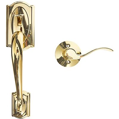 SCHLAGE Camelot Front Entry Handle Accent Left-Handed Interior Lever (Bright Brass) FE285 CAM 505 Acc 605 LH SCHLAGE Camelot Front Entry Handle Accent Left-Handed Interior Lever (Bright Brass) FE285 CAM 505 Acc 605 LH