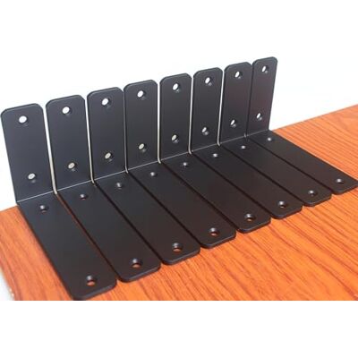 MHMYDZ 8 Pack L 6" x H 4" x W 1.5", 5mm Thick Black L Shelf Brackets, Iron Shelf Brackets, Metal Shelf Bracket, Industrial Shelf Bracket Decorative Shelving, Shelf Supports with Screws MHMYDZ 8 Pack L 6" x H 4" x W 1.5", 5mm Thick Black L Shelf Brackets, Iron Shelf Brackets, Metal Shelf Bracket, Industrial Shelf Bracket Decorative Shelving, Shelf Supports with Screws