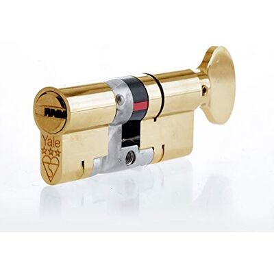 Yale B-YS3-4040BT Euro Thumbturn 3 Star Cylinder, 3 Keys Supplied, Maximum Security, Boxed, Suitable for All Door Types, 40:40 (80 mm), Brass Finish Yale B-YS3-4040BT Euro Thumbturn 3 Star Cylinder, 3 Keys Supplied, Maximum Security, Boxed, Suitable for All Door Types, 40:40 (80 mm), Brass Finish