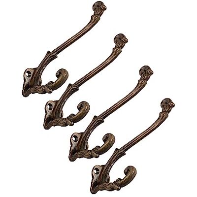CRAFTSMAN ROAD French Slender Wall Hooks Antique Brass - CRAFTSMAN ROAD French Slender Wall Hooks Antique Brass -