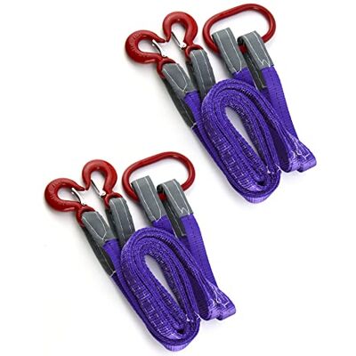 QWORK Lifting Slings Straps with Hooks 5 Feet, 4409 Pounds Capacity, 2 Pack Polyester Webbing Purple Rigging Straps for Engines, Cranes, Hoists QWORK Lifting Slings Straps with Hooks 5 Feet, 4409 Pounds Capacity, 2 Pack Polyester Webbing Purple Rigging Straps for Engines, Cranes, Hoists