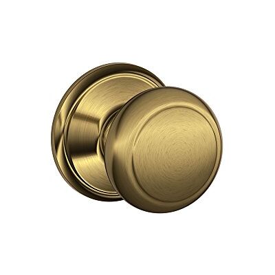 SCHLAGE F10 and 609 16-080 10-027 Andover Hall and Closet Knob, Antique Brass SCHLAGE F10 and 609 16-080 10-027 Andover Hall and Closet Knob, Antique Brass