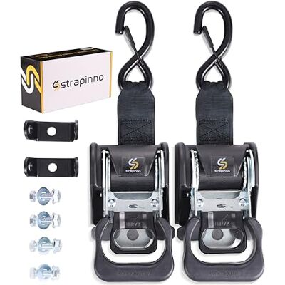 Strapinno 2PCS Retractable Ratchet Straps (1 7/8 in x 4 ft) Heavy Duty Transom Tie-Downs for Boat, PWC Trailer Extra Mounting Brackets & Bolt Set,Safety Latch S-Hook,Break Strength 2,600LBS/1,180KG Strapinno 2PCS Retractable Ratchet Straps (1 7/8 in x 4 ft) Heavy Duty Transom Tie-Downs for Boat, PWC Trailer Extra Mounting Brackets & Bolt Set,Safety Latch S-Hook,Break Strength 2,600LBS/1,180KG