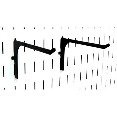 Wall Control 6in Reach Extended Hook Pair Slotted Metal Pegboard Hooks Pegboard and Slotted Tool Board – Black Wall Control 6in Reach Extended Hook Pair Slotted Metal Pegboard Hooks Pegboard and Slotted Tool Board – Black
