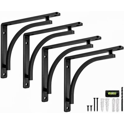 Balin Designs Black Shelf Bracket for 8", 10", 12" Shelves – Pack of 4 Heavy Duty Metal Shelf Brackets L Brackets for Shelves – Easy to Install – Indoor or Outdoor Shelving Hardware Included Balin Designs Black Shelf Bracket for 8", 10", 12" Shelves – Pack of 4 Heavy Duty Metal Shelf Brackets L Brackets for Shelves – Easy to Install – Indoor or Outdoor Shelving Hardware Included