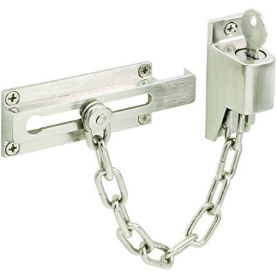 PRiME U 11093 Keyed Chain Door Guard, 3-1/4 in., Steel and Diecast Construction, Satin Nickel Plated Finish (Single Pack) PRiME U 11093 Keyed Chain Door Guard, 3-1/4 in., Steel and Diecast Construction, Satin Nickel Plated Finish (Single Pack)