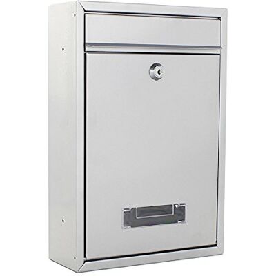 Rottner T02943 Tarvis Stylish Modern Silver Zinc-Plated Steel Mail Box with Large 175x30mm Front Posting Flap Cylinder Lock and Front Name Plate Window W215 x D90 x H320mm Rottner T02943 Tarvis Stylish Modern Silver Zinc-Plated Steel Mail Box with Large 175x30mm Front Posting Flap Cylinder Lock and Front Name Plate Window W215 x D90 x H320mm