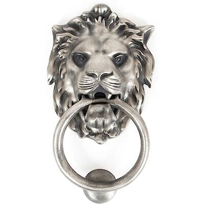 From the Anvil Antique Pewter Lion Head Door Knocker From the Anvil Antique Pewter Lion Head Door Knocker