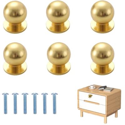 PmLwakiR 6 PCS 25MM Brass Round Cabinet Knobs with Screws Brushed Brass Finish, Modern Handles Knob, Dresser Handle Pulls Solid Brass PmLwakiR 6 PCS 25MM Brass Round Cabinet Knobs with Screws Brushed Brass Finish, Modern Handles Knob, Dresser Handle Pulls Solid Brass