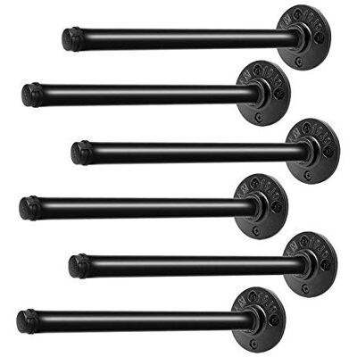 Qualward Shelf Brackets Heavy Duty Industrial Metal Wall Floating Shelf Bracket, Farmhouse Rustic Iron L Bracket with Lip for 8 Inch Open Shelving Shelves 6 Pack Includes Hardware -Multi-Size Available Qualward Shelf Brackets Heavy Duty Industrial Metal Wall Floating Shelf Bracket, Farmhouse Rustic Iron L Bracket with Lip for 8 Inch Open Shelving Shelves 6 Pack Includes Hardware -Multi-Size Available
