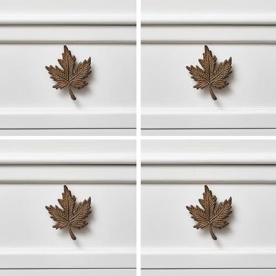 Melody Maison Set of 4 Rustic Maple Leaf Drawer Knobs Melody Maison Set of 4 Rustic Maple Leaf Drawer Knobs