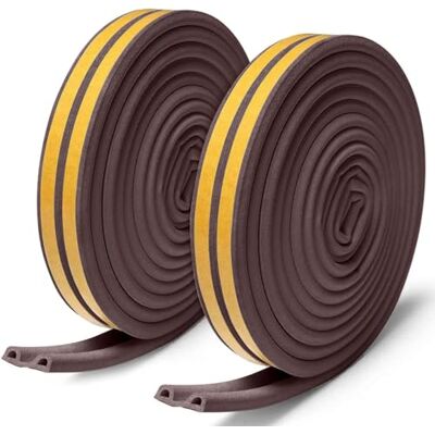 Tebrun 2X Window Draught Excluder Tape, Self-Adhesive Strip Type D, Draft Excluder for Window Insulation, Door Weather Strip, 9mm X 6mm X 2.5 Meters, 4 Seals Total 10M (Brown) Tebrun 2X Window Draught Excluder Tape, Self-Adhesive Strip Type D, Draft Excluder for Window Insulation, Door Weather Strip, 9mm X 6mm X 2.5 Meters, 4 Seals Total 10M (Brown)
