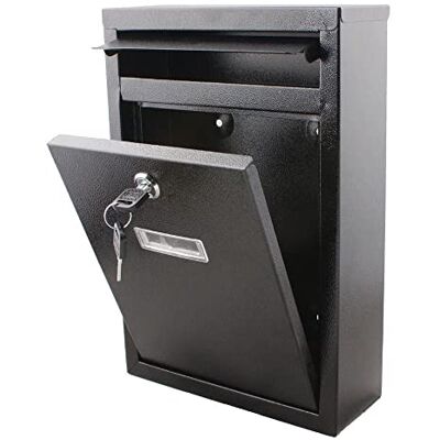 MantraRaj Wall Mounted Modern Post Box Mailbox Black Large Letter Box Post Mail Box Lockable With Keys Post Letter Box for Home With 2 Keys Easy To Install Keep Your Mail Safe MantraRaj Wall Mounted Modern Post Box Mailbox Black Large Letter Box Post Mail Box Lockable With Keys Post Letter Box for Home With 2 Keys Easy To Install Keep Your Mail Safe