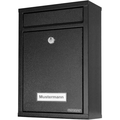 Monzana ® Post Box Wall Mounted Letter Boxes Lockable Includes 2 Keys Black Waterproof Weatherproof Galvanised Metal With Letter Box Flap & Name Plates Modern Design Mail Post Boxes System Monzana ® Post Box Wall Mounted Letter Boxes Lockable Includes 2 Keys Black Waterproof Weatherproof Galvanised Metal With Letter Box Flap & Name Plates Modern Design Mail Post Boxes System