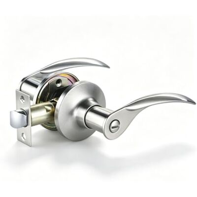 ZIYANG 1 Pack Passage Wave Lever Door Handles, Satin Nickel Interior Door Lever Lock Set with 3 Keys, Heavy Duty Wave Style Door Lock Handle for Closet, Office, Front Entry Doors ZIYANG 1 Pack Passage Wave Lever Door Handles, Satin Nickel Interior Door Lever Lock Set with 3 Keys, Heavy Duty Wave Style Door Lock Handle for Closet, Office, Front Entry Doors