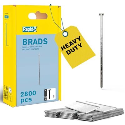 Rapid High Performance No.8 Galvanised Steel Brad Nails, Wire Length: 50 mm, 5000186 2800 Pieces Rapid High Performance No.8 Galvanised Steel Brad Nails, Wire Length: 50 mm, 5000186 2800 Pieces