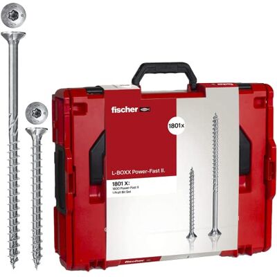 fischer PowerFast II 1800‑Piece Professional Screw Assortment in L‑Boxx – Fast‑Start Torx Wood & Chipboard Screws, Multiple Sizes for Carpentry, Joinery, Decking & General Construction fischer PowerFast II 1800‑Piece Professional Screw Assortment in L‑Boxx – Fast‑Start Torx Wood & Chipboard Screws, Multiple Sizes for Carpentry, Joinery, Decking & General Construction