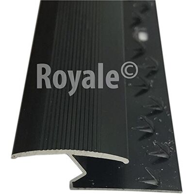 Royale ® Z Edge Strip Black Metal Door Threshold, Bar Plate, Carpet to Laminate Black Finish Royale ® Z Edge Strip Black Metal Door Threshold, Bar Plate, Carpet to Laminate Black Finish