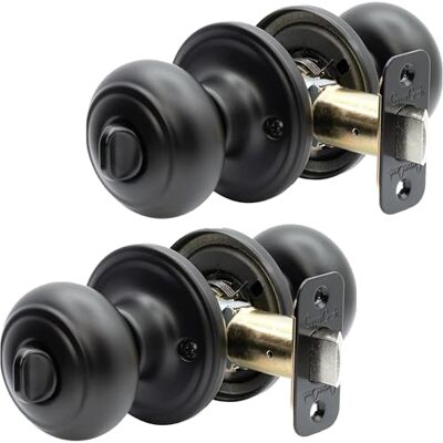 Copper Creek Matte Black Door Knobs Round Colonial Knob with Privacy Locking Function for Home Improvement, 2 Pack Fits All Standard Doors Locking Door Knob for Bedroom and Bathroom Use Copper Creek Matte Black Door Knobs Round Colonial Knob with Privacy Locking Function for Home Improvement, 2 Pack Fits All Standard Doors Locking Door Knob for Bedroom and Bathroom Use